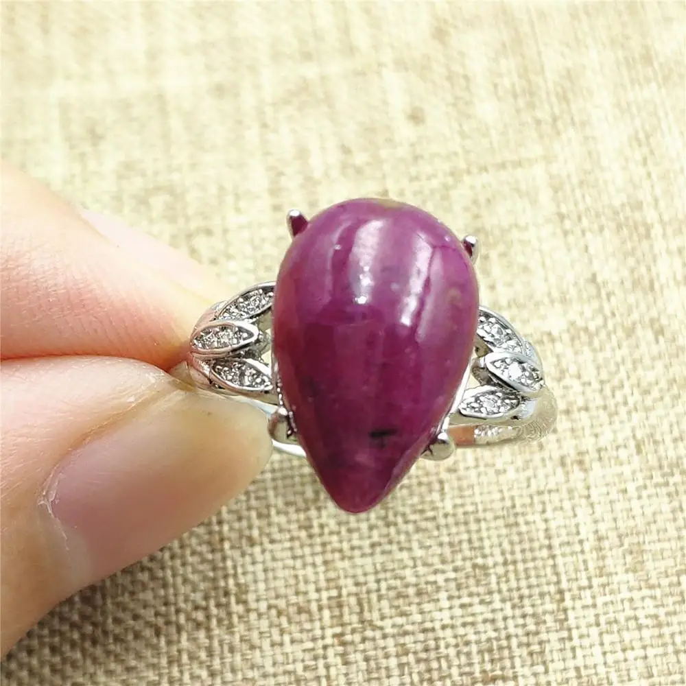 

100% Natural Ruby Red Gemstone Adjustable Size Ring Crystal 14x7mm 925 Silver Woman Man Party Gift Rings Jewelry AAAAA