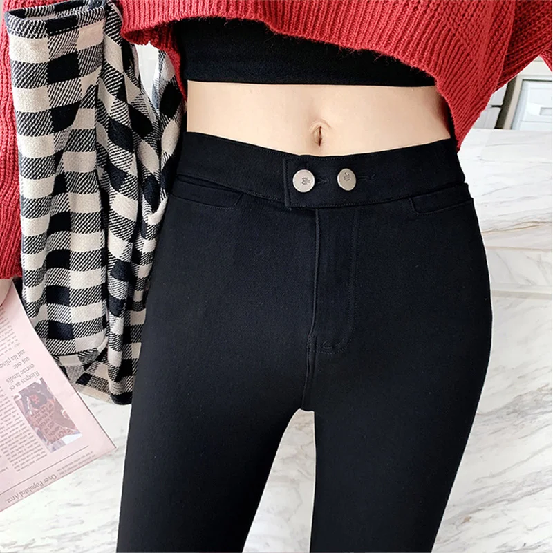 Stretch Gray Women Jeans Slim-fit Street Retro Clothing High-waist Long Slim-fit Jeans 2021 Fall Fashion Women Pencil Pants