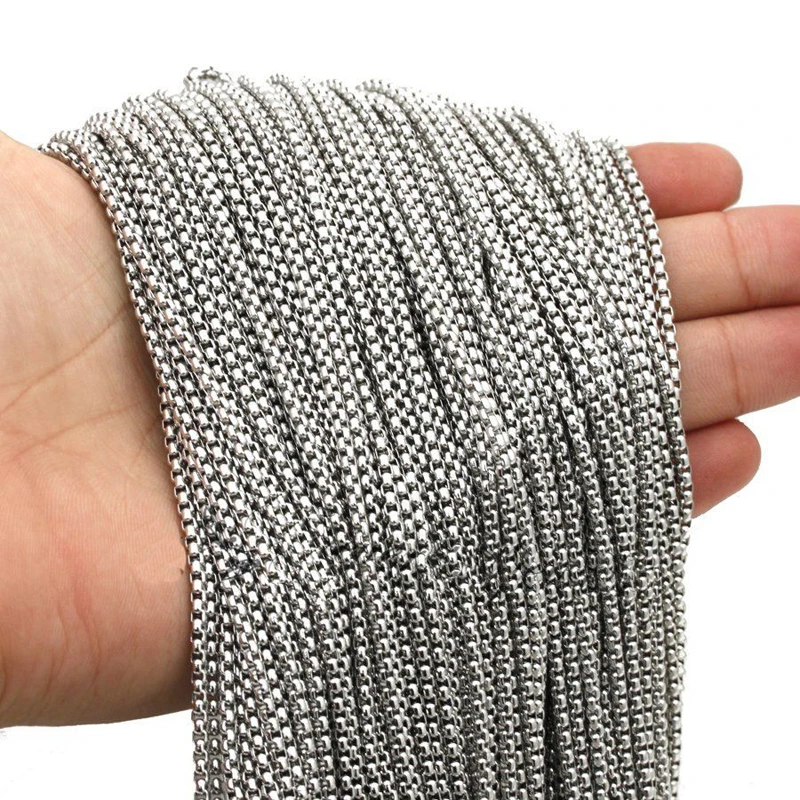 

Wholesale Jewelry 10pcs/Lot 2/3/5mm Silver Color 316L Stainless Steel Rolo Box Chain DIY Chain Necklace Bulk Sale for Men Women