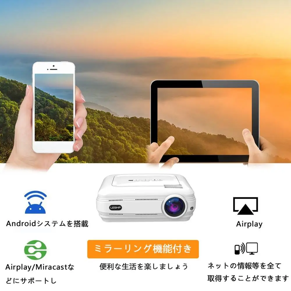 LESHP-BL58 LED Projector Portable Projector HDMI VGA USB WIFI for Android Transmitter for Smartphon