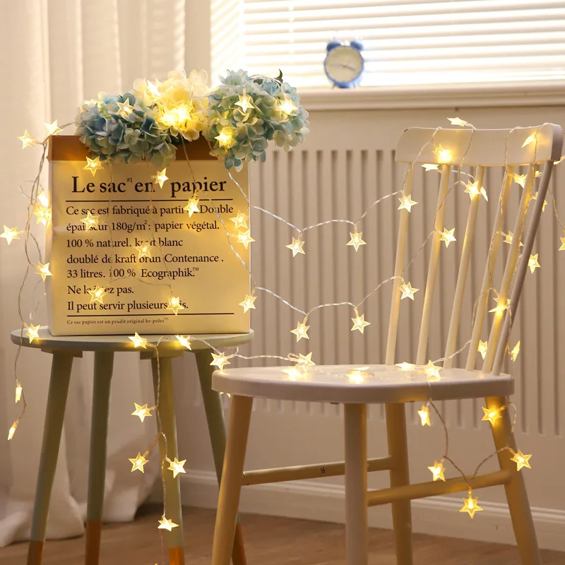 

LED Five-pointed Stars Light Small round Beads Decorative Lights INS Dormitory Waterproof Small Colored Lights Photo Shoot Stars