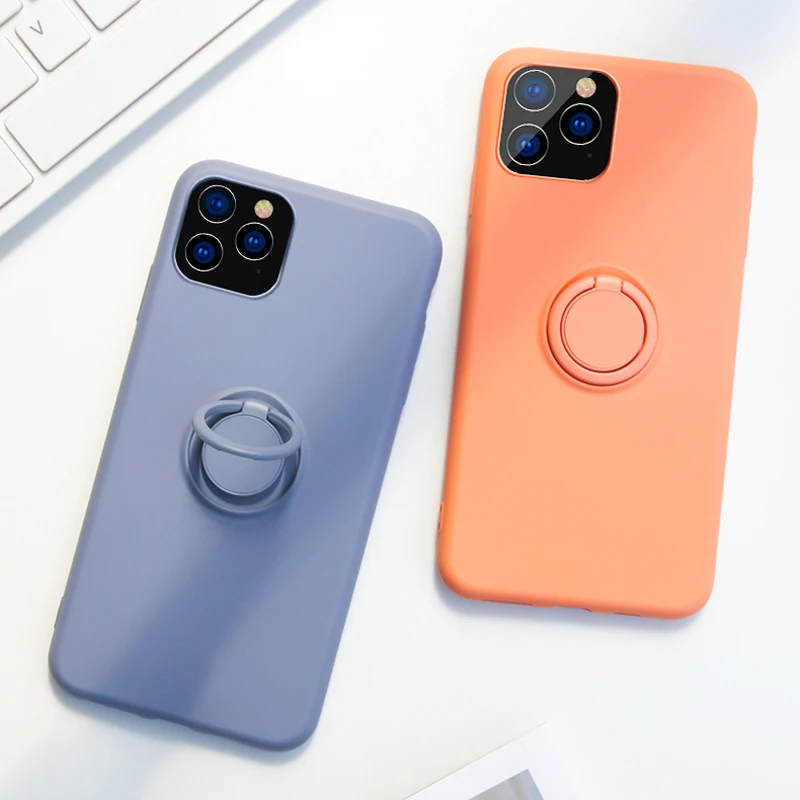 Мягкий силиконовый чехол для iPhone 11 Pro XS Max 6 7 8 Plus XR X S чехол-подставка с кольцом |