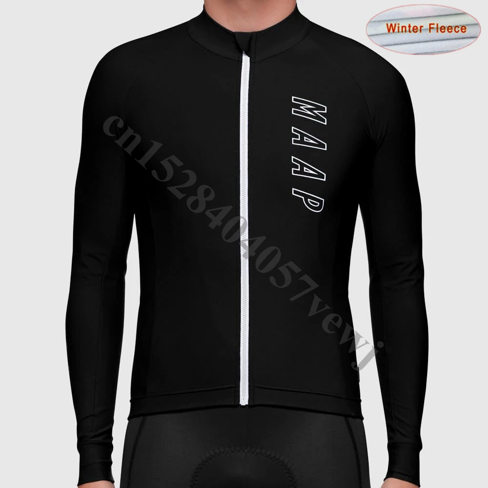MAAP Велоспорт Джерси с длинными рукавами Зимняя Теплая Флисовая одежда для велоспорта велосипед Джерси мейло ciclismo hombre - Цвет: Коричневый