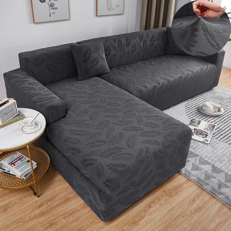 Jacquard Corner Sofa Cover Thick Jacquard Cover Sofa Covers Gray