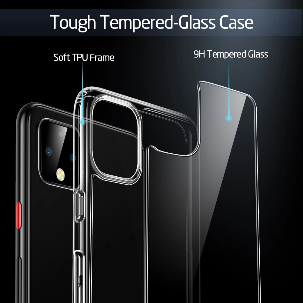 ESR прозрачный чехол из закаленного стекла для Google Pixel 4 4 XL роскошный мягкий чехол-бампер с рамкой Черный противоударный чехол для Google Pixel 4 XL