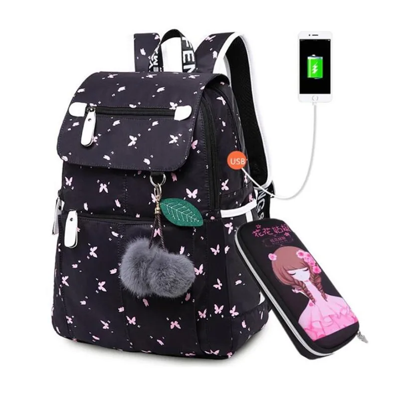 School-Bags OKKID Black Backpack Girls Kids Child for Cute Pink Gift
