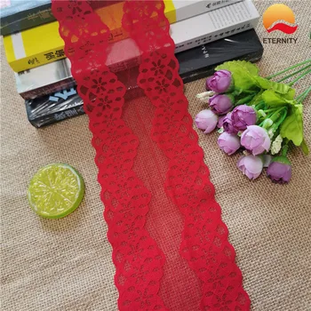 

LS1043*10CM Lock edge Lace elastic lace fabric ribbon for fabric wedding elastic lace decoration white large edge