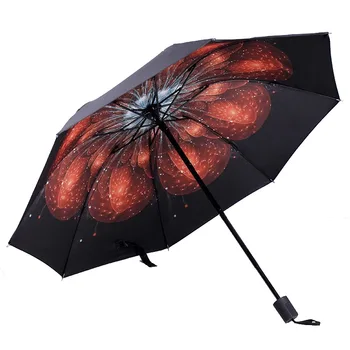 

Colorful Flower Painting Inside Umbrella Sun And Rain Anti-uv Umbrella For Men And Women Rain Parasol Folding Paraguas Gifts