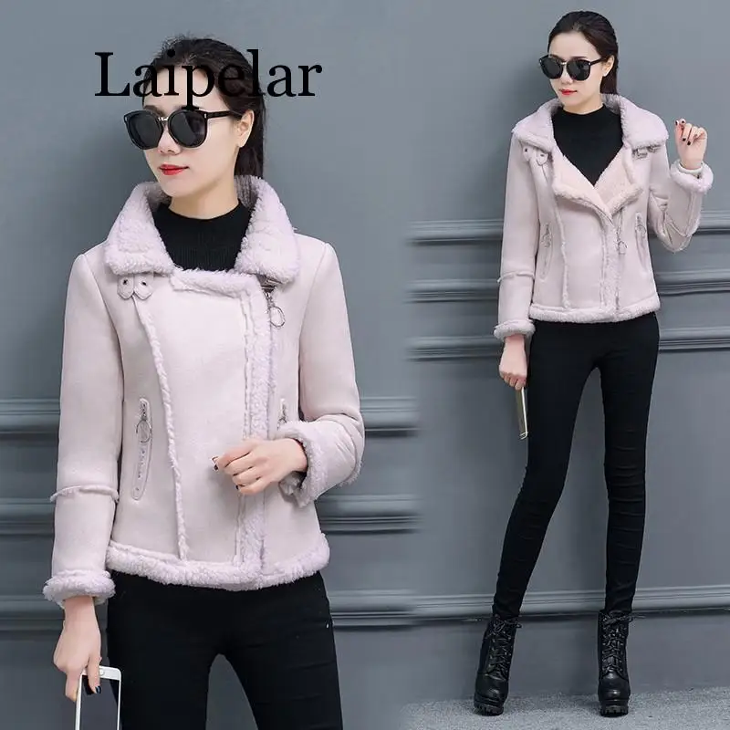 

Куртка женская замшевая короткая из овечьей шерсти, на осень/зиму