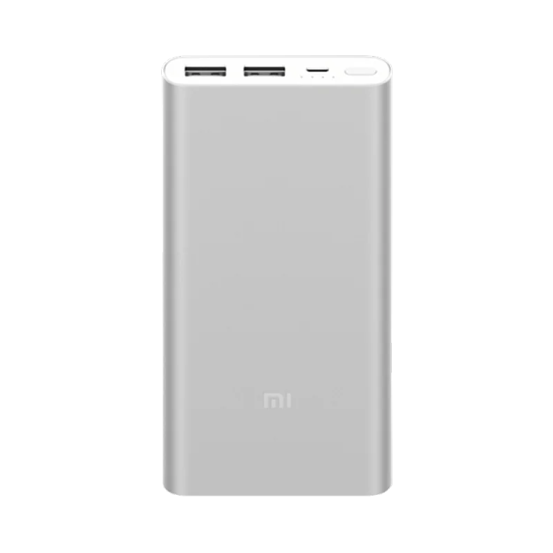 Серебристый Xiaomi Mi внешний аккумулятор 2, 10000 мА/ч, портативный внешний аккумулятор, быстрая зарядка, внешний аккумулятор, двойной USB выход для телефона, внешний аккумулятор - Цвет: Серебристый