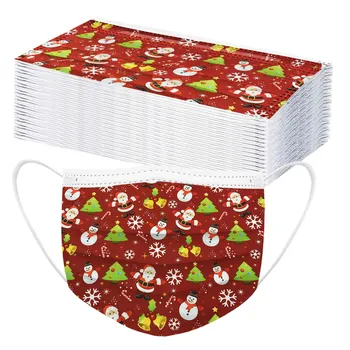 

50PCS Adults Disposable Face Mask Christmas Mask Mouth Mask With Design 3Ply Ear Loop Mascarrillas Desechables Adultos Masque
