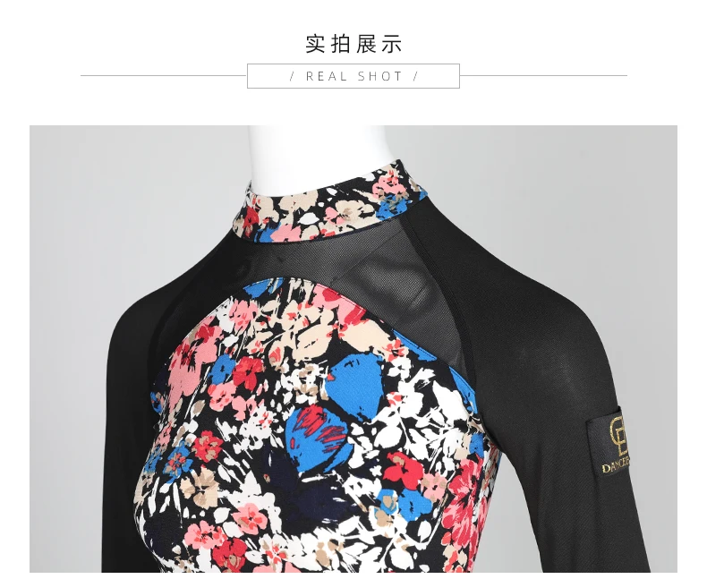 Printing Latin Dance Costumes Women Cha Cha Tango Salsa Samba Rumba Ballroom Practice Wear Ladies Performance Clothes DC3020