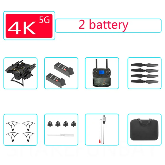 Дрон gps KY601G 4k Дрон HD 5G wifi FPV Дрон полёт 20 минут Квадрокоптер дистанционное управление расстояние 2 км Дрон камера мВ запись - Цвет: 4K 5G 2B Black