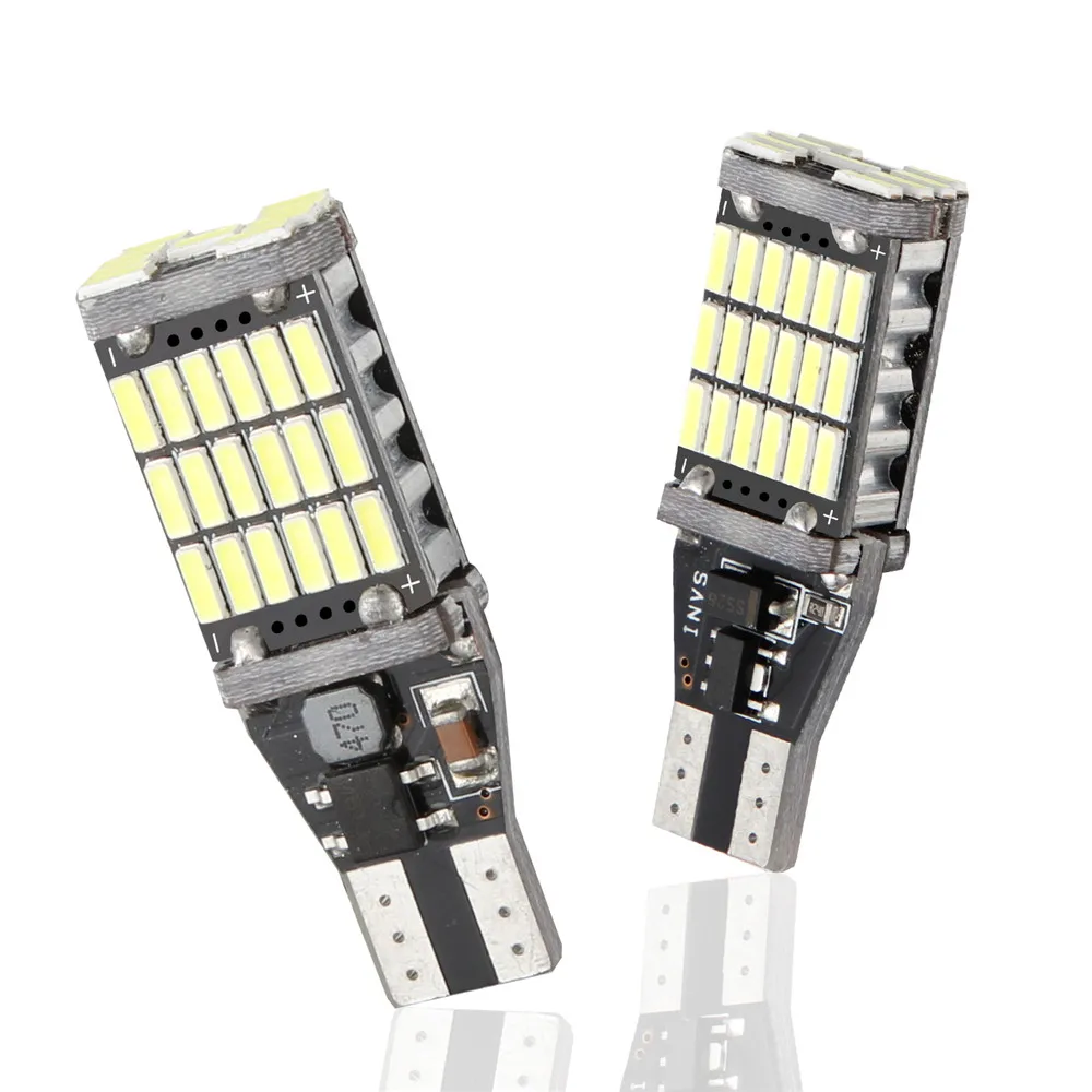 

2 PCS W16W T15 LED Reverse Bulb Canbus Error Free 15SMD 2835 For Car Tail Backup Parking Lights Xenon White Bright 6000K 12V