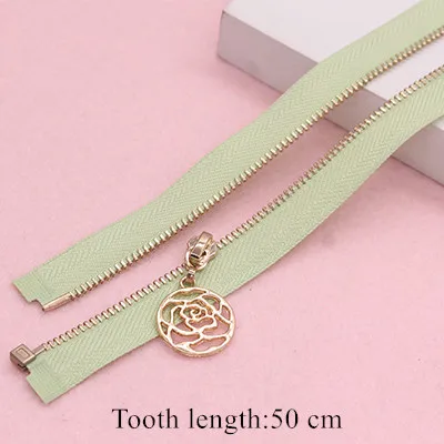 2pcs 3# 50/55/65/70/75cm Open-end Auto Lock Metal Copper Zipper for Sewing Bag Clothes Coat Zippers Garment Zippers Accessories - Color: 22