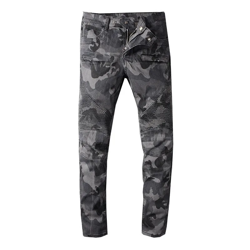 KIMSERE Мужская мода дизайнерские байкерские Джинсы Марка NEW fashion Hi Street камуфляж мотоцикл джинсовые штаны уличная камуфляжная одежда больших размеров, брюки с начесом, Размеры 29-42