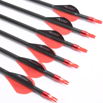 

12pcs Linkboy Archery Pure Carbon Arrows 2inch plastic vanes Spine 340 400 500 600 ID6.2mm for Compound Traditional Bow Hunting