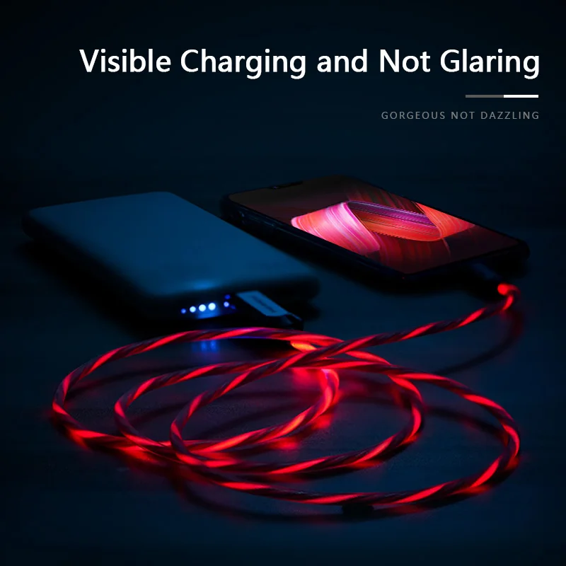 Power4 усиленный микро кабель usbc для iPhone xs max светящийся светодиодный USB Type C Lightning