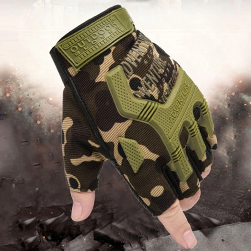 Fingerless Tactical Gloves Camouflage Military Mittens For Fitness Male Antiskid Motocycle Men Women Moto Half Finger Gloves best winter gloves for men Gloves & Mittens