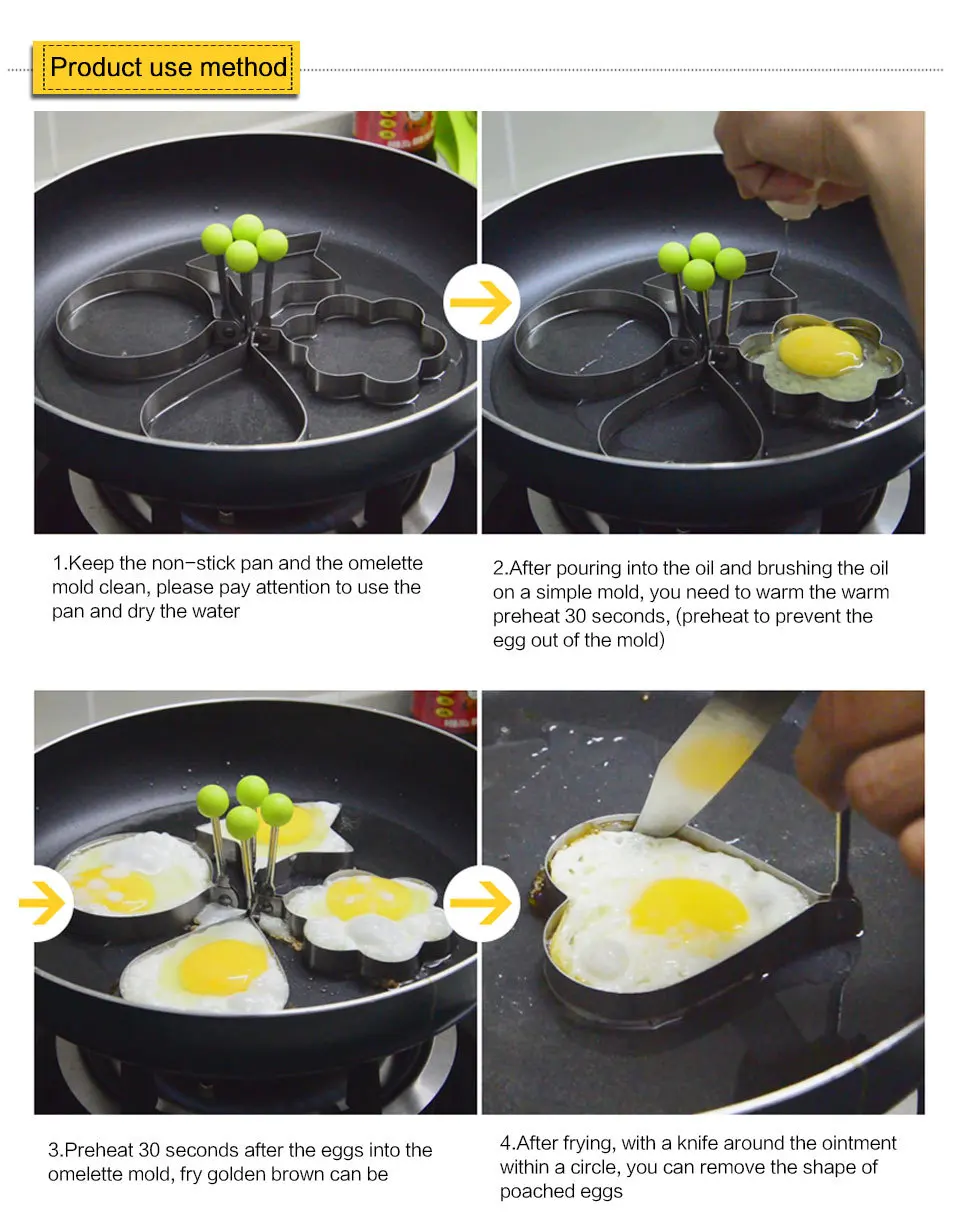 5pcs/set Stainless Steel Cute Shaped Fried Egg Mold Pancake Rings Mold Kitchen Tool kichen accessories