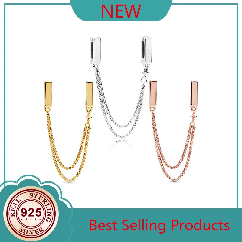 

Original 925 Sterling Silver Tricolor Reflexions Safety Chain Fit Women Bracelet & Necklace Diy Jewelry