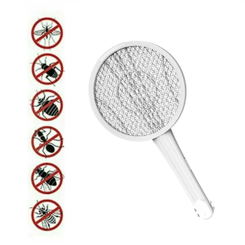 

3-Layers Mosquito Swatter Killer USB Rechargeable Electric LED light Tennis Bat Handheld Racket Insect Fly Bug Wasp