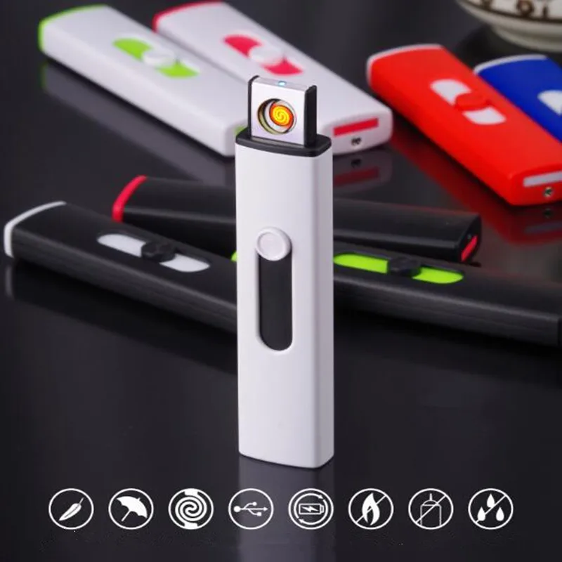 Перезаряжаемая двухсторонняя Зажигалка для сигарет USB ветрозащитная