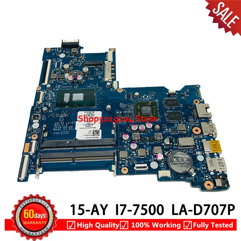 remarkable  For HP 15-AY Series Laptop Motherboard CDL50 LA-D707P With SR2ZV i7-7500 CPU 914598-601 903788-601 