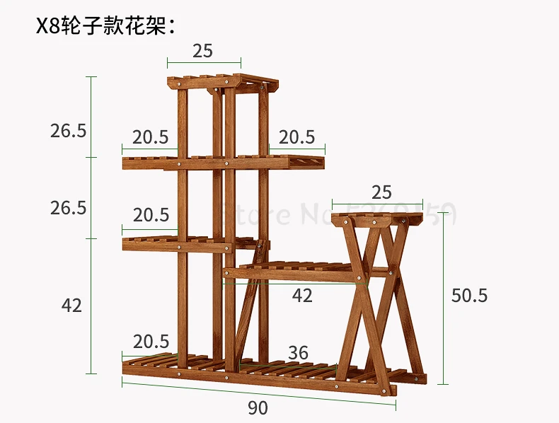 Indoor Balcony A Living Room Solid Wood Quality Potted Plant Meaty Multi-storey Household Anticorrosive Wood Flowerpot Frame