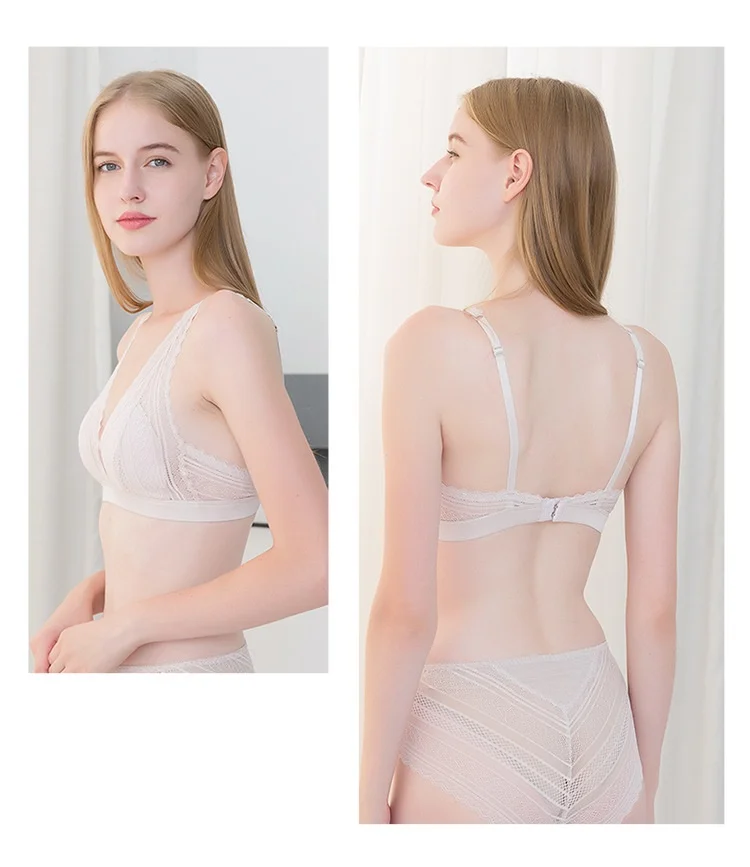 Pure Silk Women's Lace Bras Women Wire Free 3/4 Cup Solid Female Thin Bra Breasts Woman Underwear