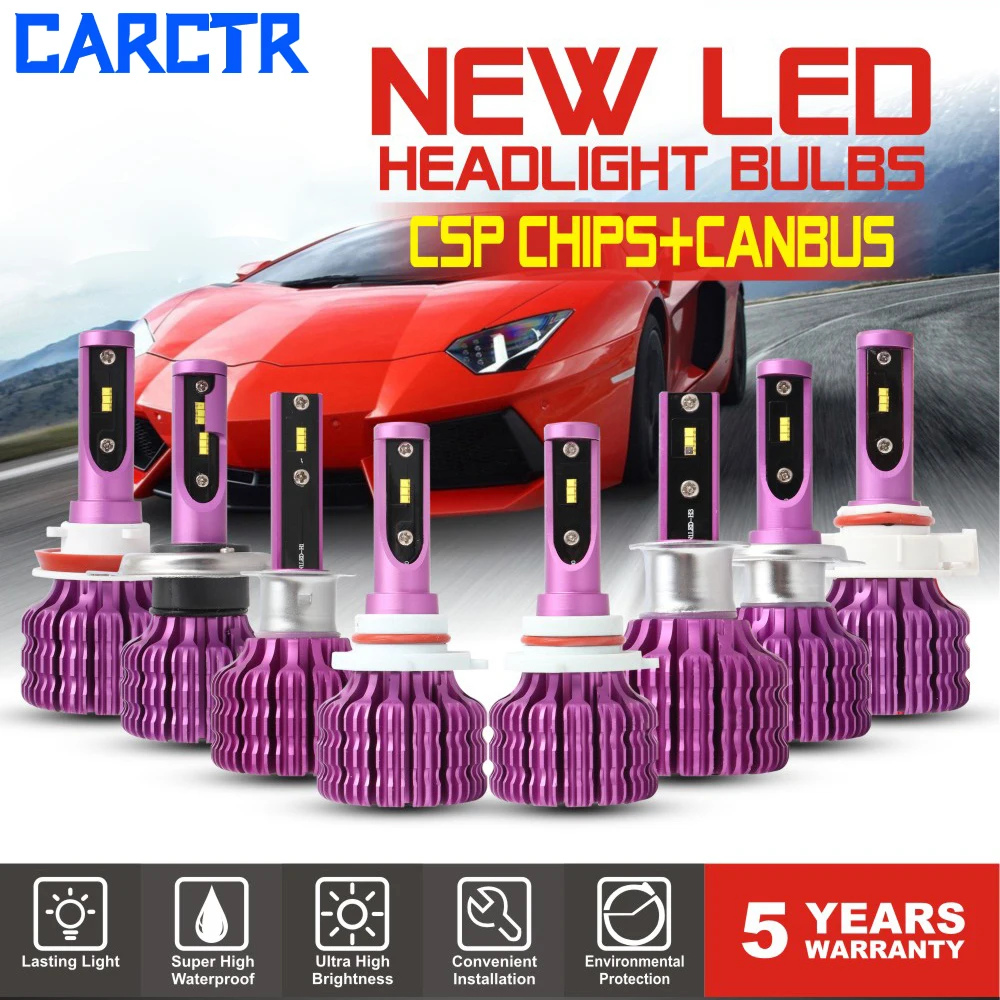 

LED Headlight Bulbs for Car 9005/6 H1/3 H4 Led Lamp H7 H11/16/5202 CSP Canbus Anti-EMC Upgraded Heat Sink 6000K 50W Car Light