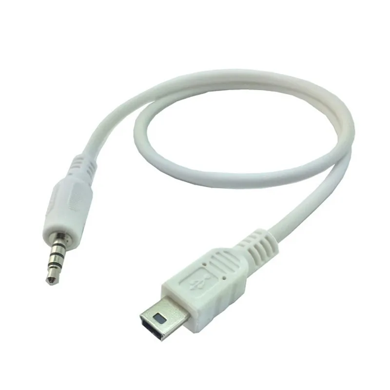 3.5mm Car Hifi AUX Audio Mini USB Cable Cord White For MP3/4 Mini USB Device