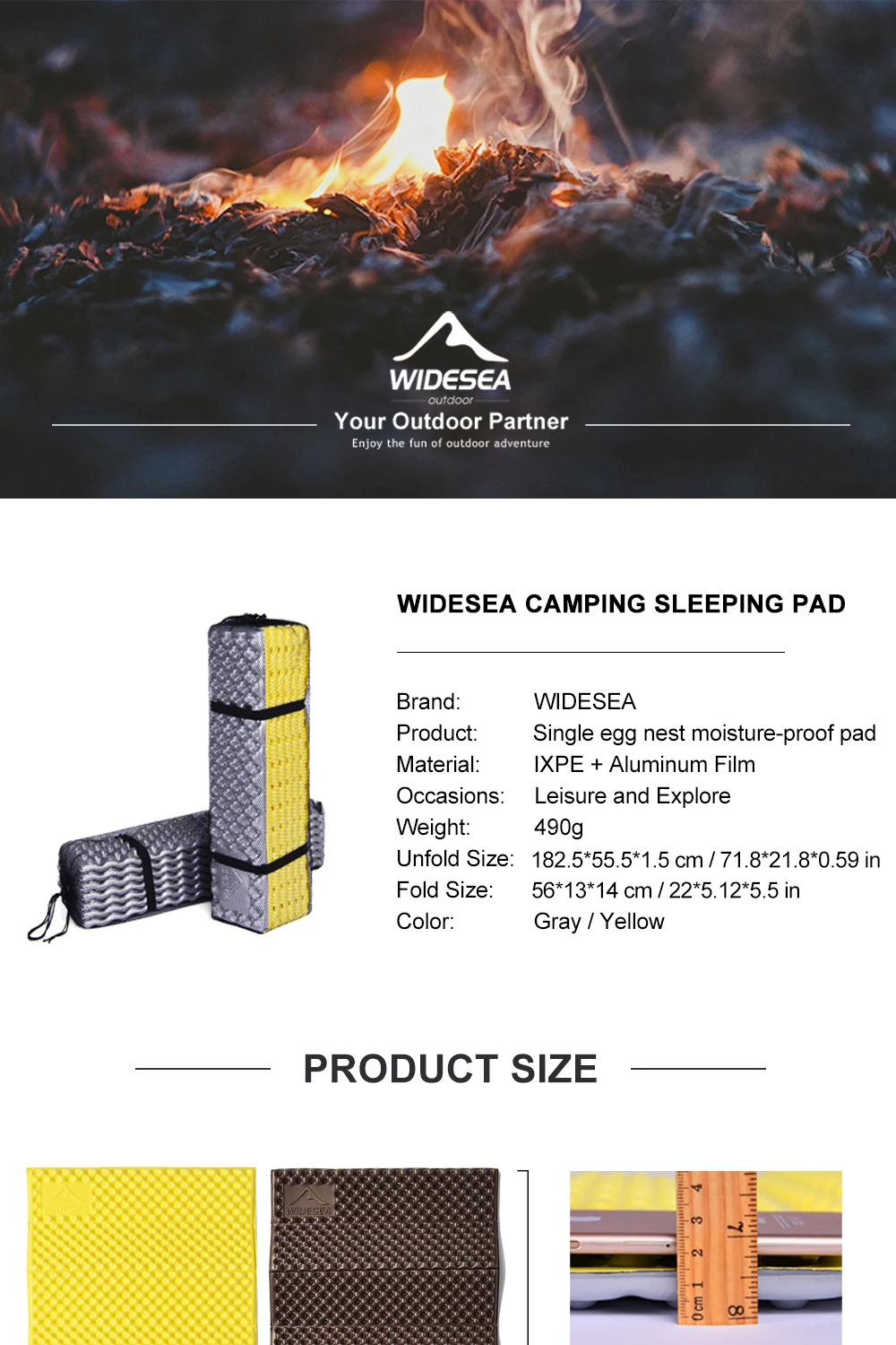 Widesea Camping Mat Portable Sleeping Pad Picnic Foam Bed Mattress Travel Trekking Equipment Blanket Waterproof Moistureproof