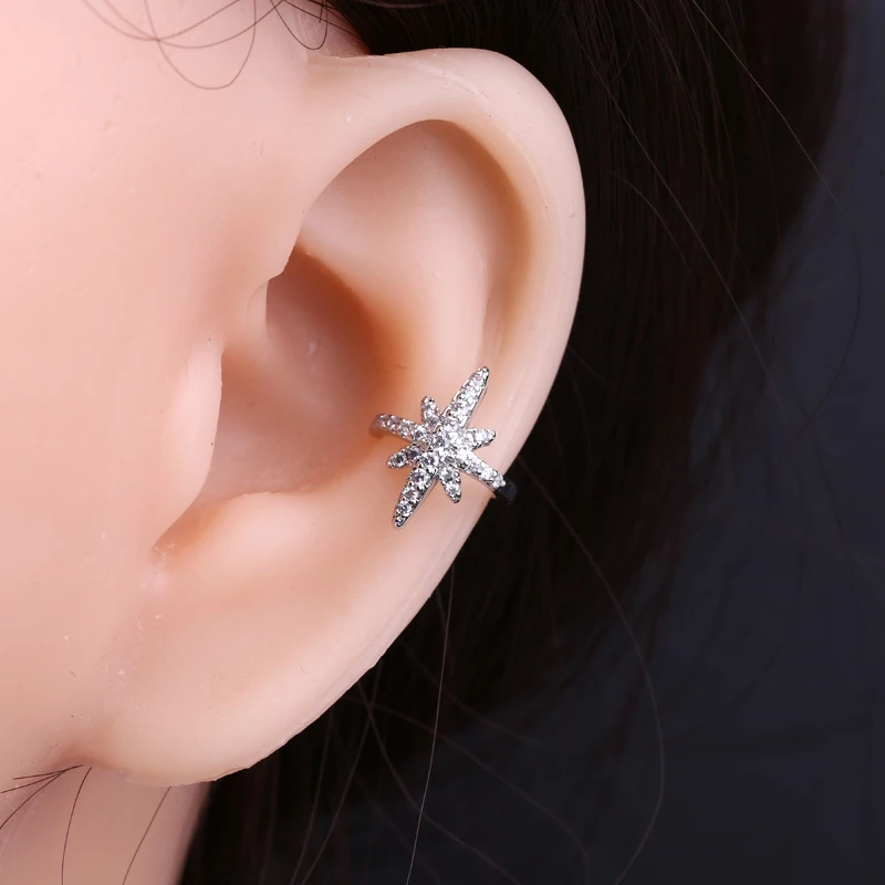 

Six-pointed star ear bone clip female senior sense no piercing painless ear clip earrings 2020 new punk meteor personality