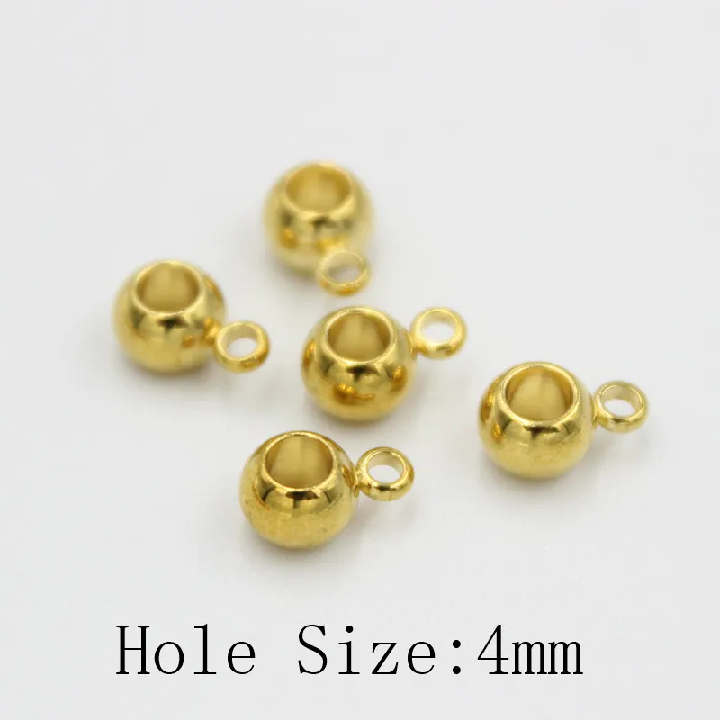 gold 4mm hole 20 шт./лот, нержавеющая сталь, отверстие 3, 4, 5 мм, золото, серебро, шарм, подвеска, разъемы, браслет, бусины, сделай сам, браслет, ювелирное изделие - Цвет: gold 4mm hole