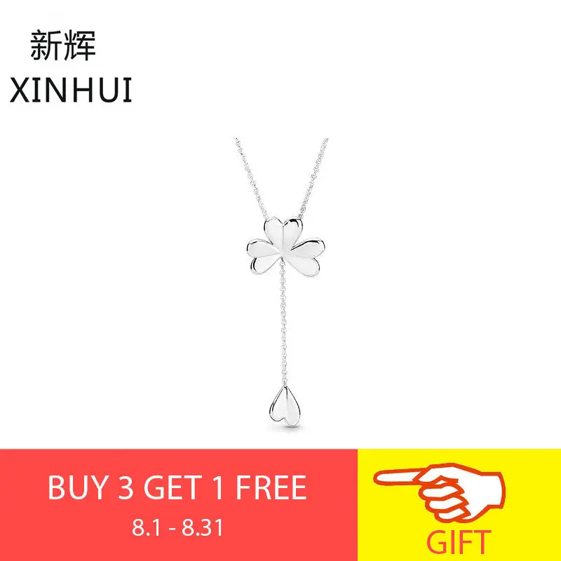 

Starland 2019 New Style Hot Sale 100% 925 Sterling Silver LUCKY FOUR-LEAF CLOVER NECKLACE for women Original Jewelry Party Gifts