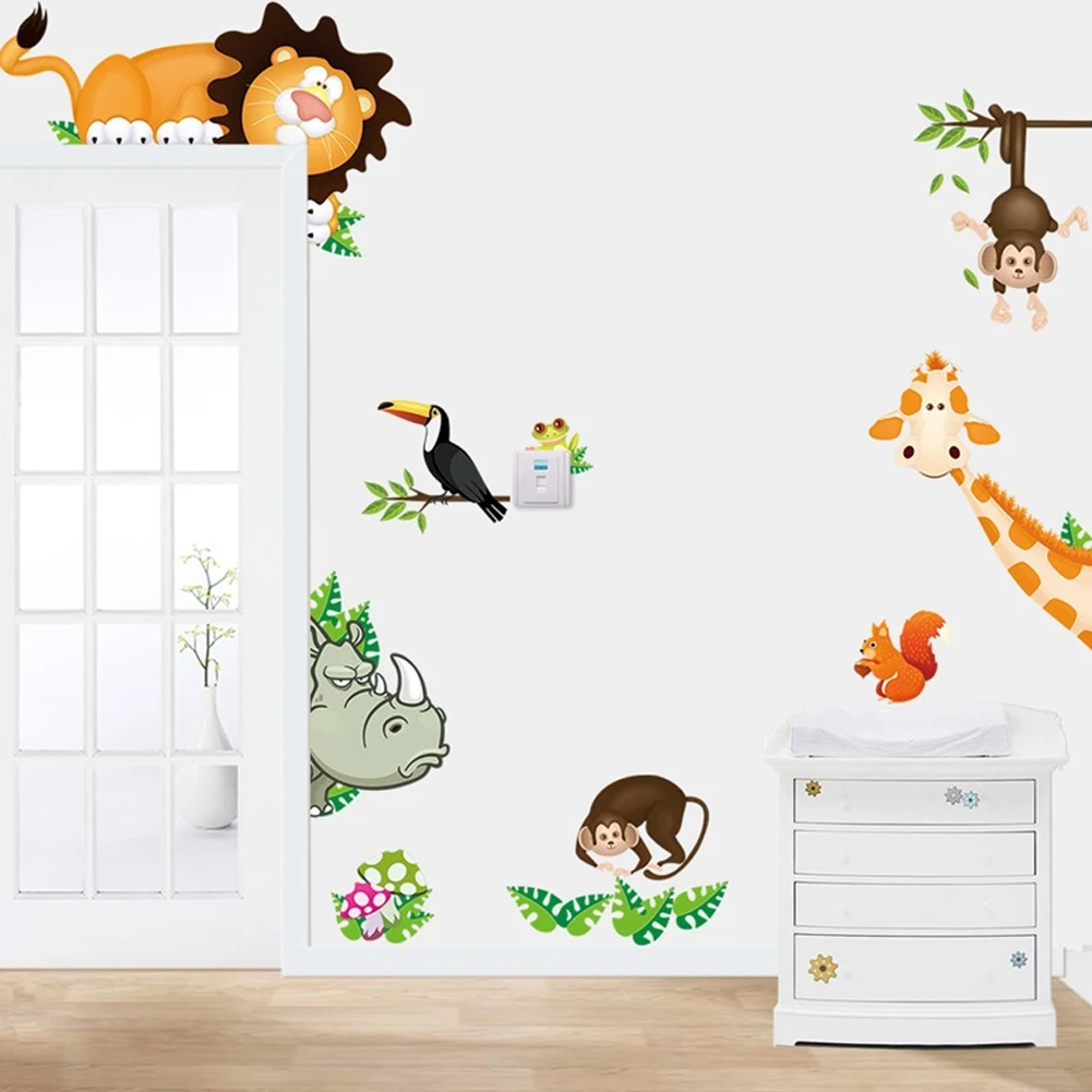 Новые милые животные в вашем доме DIY стикер стены s Джунгли Тема/подарки для детей дети наклейки для украшения комнаты