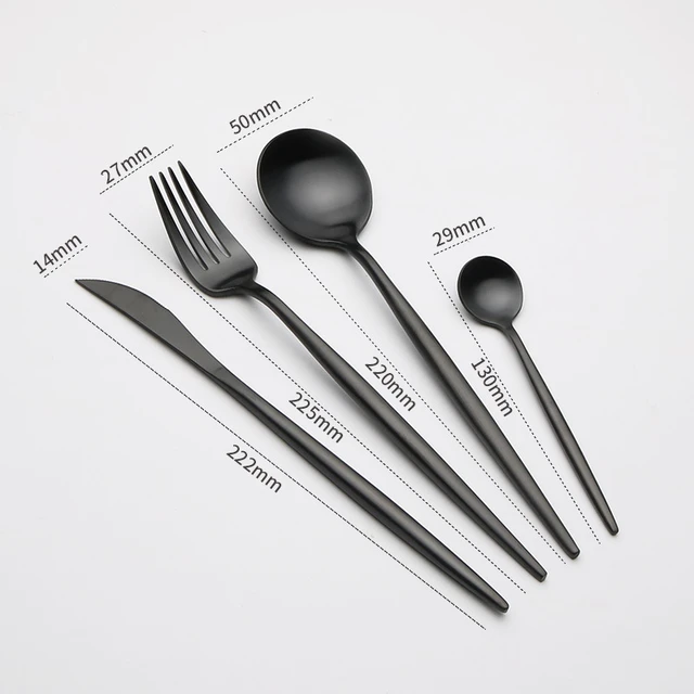 Stylish Black Cutlery Set, Matte Black Cutlery Set