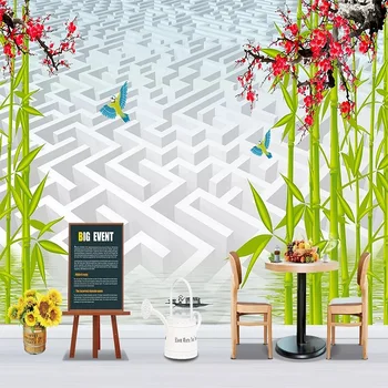 

Custom large mural 3D wallpaper Modern creative 3D expansion space Chinese bamboo living room TV back wall decor 5D embossed