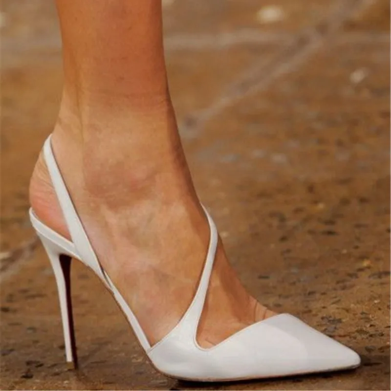 

Fashion Women's High Heels shoes white leather, 11cm high-heeled pointed toe pumps.SIZE:34-45 plus size