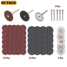 Disque de coupe en diamant, outils abrasifs, meuleuse, outil rotatif, lame de scie circulaire, travail du bois, Mini perceuse en métal, accessoire rotatif, 60 pièces