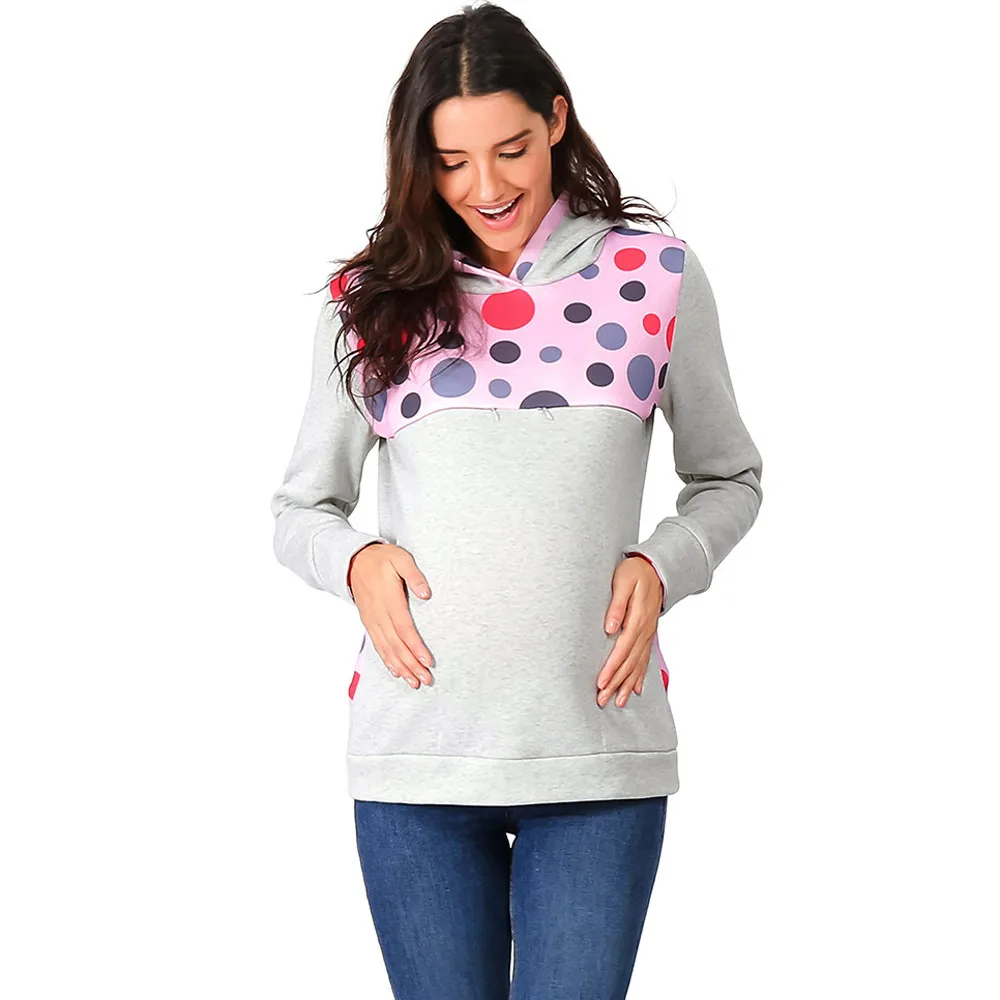 Women Nursing Maternity Long Sleeves Autumn Winter Nursing Maternity Hoodies ForDot Printed Breastfeeding Hoodie Sweatshirt#SS