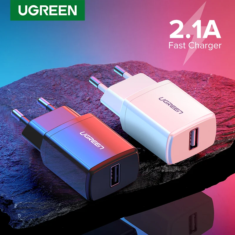 Ugreen-cargador USB de 5V 2.1A para móvil, adaptador de pared rápido para iPhone X, 8, 7, iPad, Samsung S9, Xiaomi Mi 8