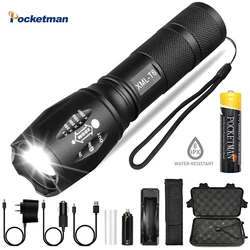 Lampe Portable puissante 2021, torche utilise une batterie rechargeable à XML T6, tactique de Camp en plein air, nouveau, 18650 