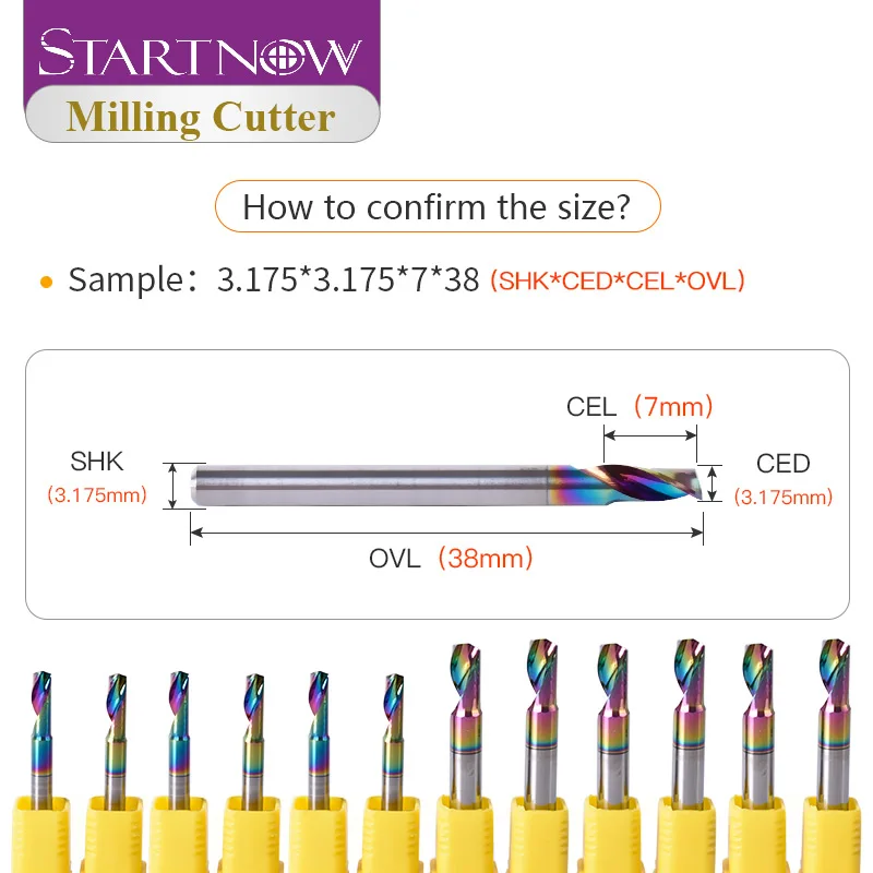 Startnow 5 개/몫 알루미늄 한 플루트 나선형 비트 엔드 밀 조각 CNC 라우터 조각 비트에 대 한 DLC 코팅 밀링 커터