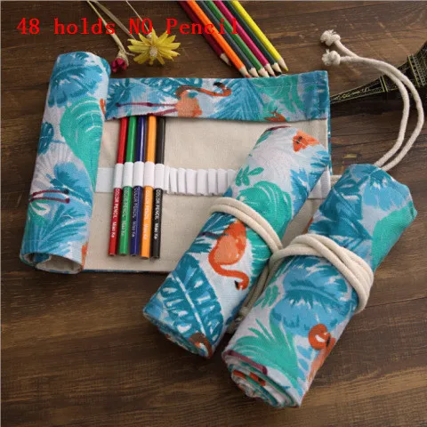 New 36/48/72 Holds Canvas Roll Pencil Case Pencil Bag Brush Pen Sketch Storage Pouch - Color: 48 hold No pencil-03