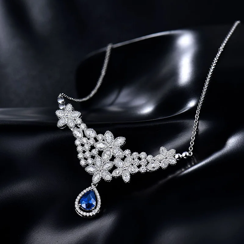 LOVERJEWELRY, 18 К, сапфир, Подвеска для женщин, классика, белое золото, бриллианты, кулоны для помолвки, для девушек, вечерние, хорошее ювелирное изделие, подарок