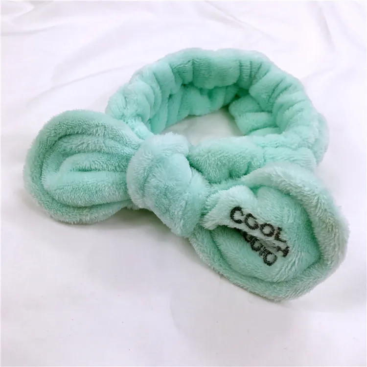 Knotted sky blue Новая корейская детская Женская милая повязка для волос с буквенным принтом, маска для макияжа, ободок с кроличьими ушами, детская лента для волос, Бабочка, головной убор - Цвет: Knotted sky blue