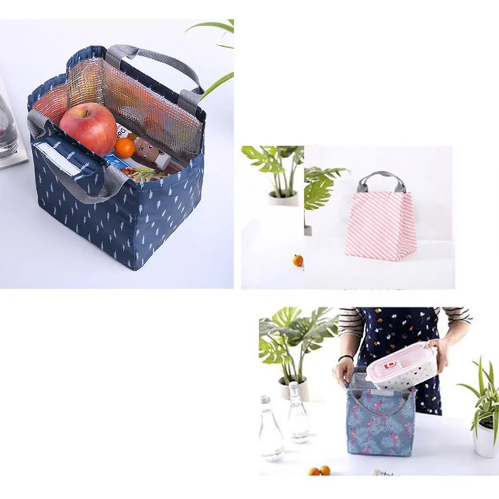 Сумка для еды, путешествий, с рисунком фламинго, Оксфорд, Bento, сумка для ланча, сумка для пикника, сумка для хранения, практичная, с фруктами, водонепроницаемая