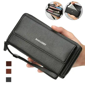 

Men Long Wallet Leather Zip Purse Large Business ID Credit Card Clutch Bag Credit Cards Holder Coin Phone Bag Purse Clutch Bag